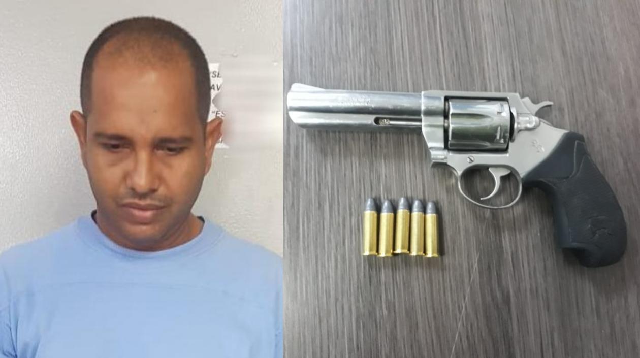 El hombre fue sorprendido con este revólver.