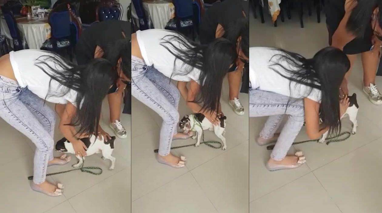 María Fernanda alegre de nuevo con su mascota 'Tomás'.