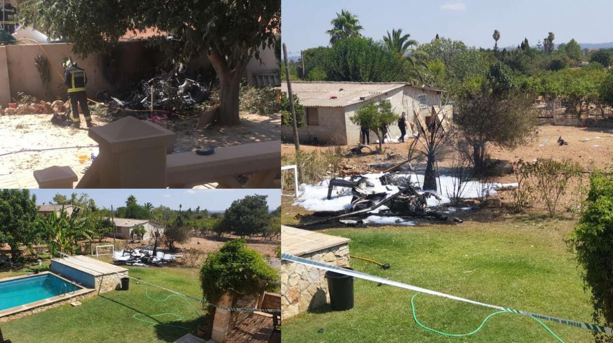 Fotografía de la cuenta de Twitter de Incendios f. Baleares (@iffbaleares) del accidente entre un helicóptero y una avioneta.