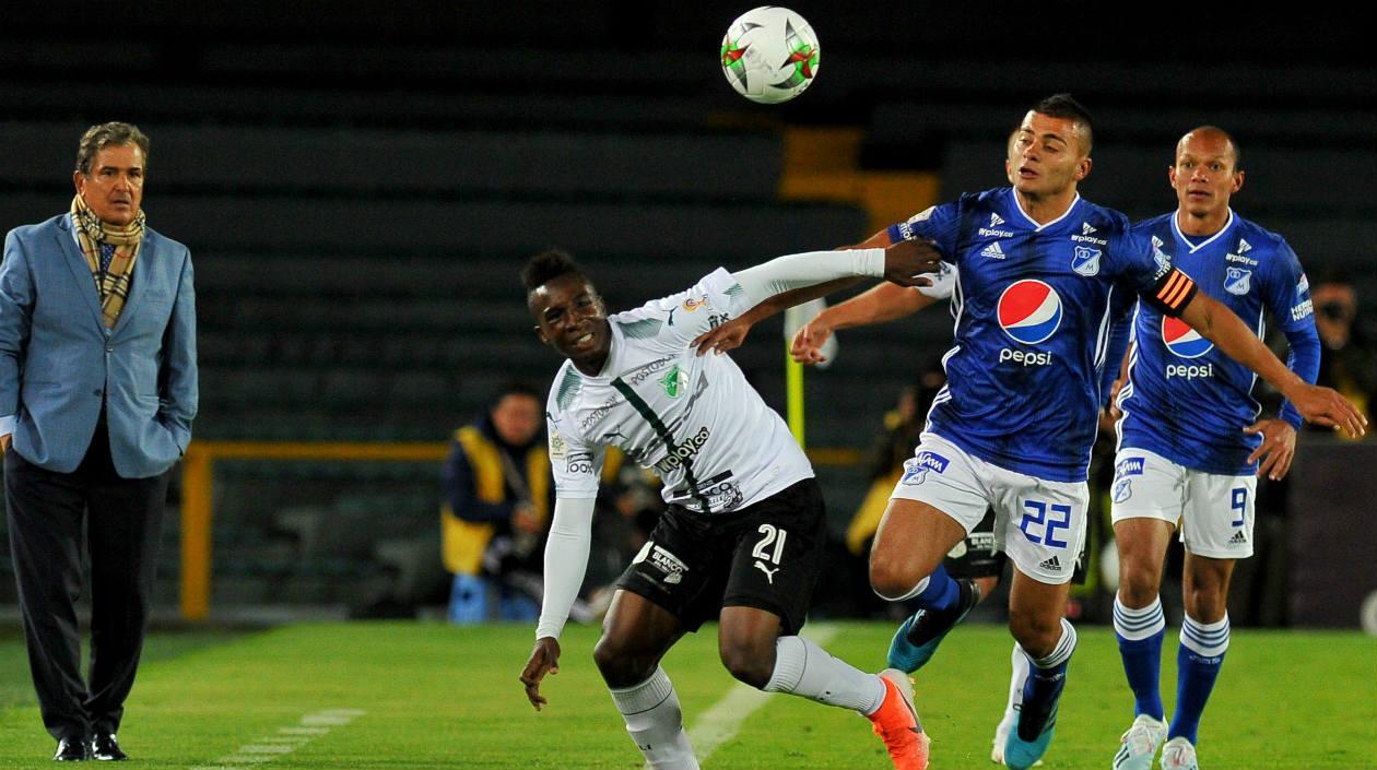 Acción del partido entre Millonarios y Cali. 