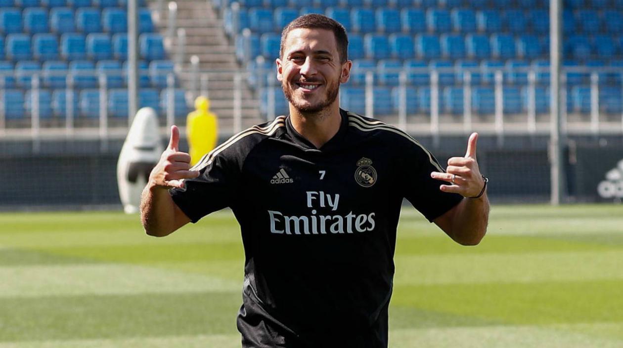 Eden Hazard durante el entrenamiento. 