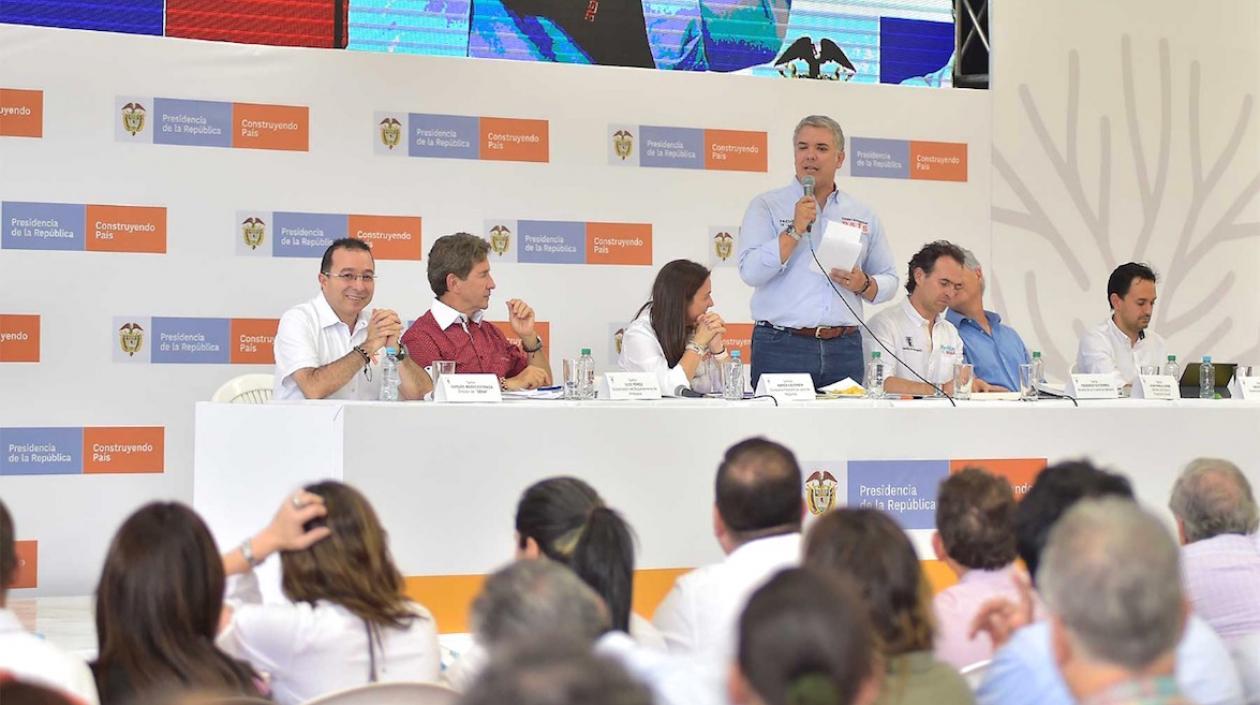 El Presidente Iván Duque, al intervenir en el Taller Construyendo País.
