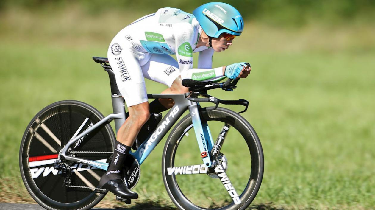 Miguel Ángel López, durante la contrarreloj de este martes. 