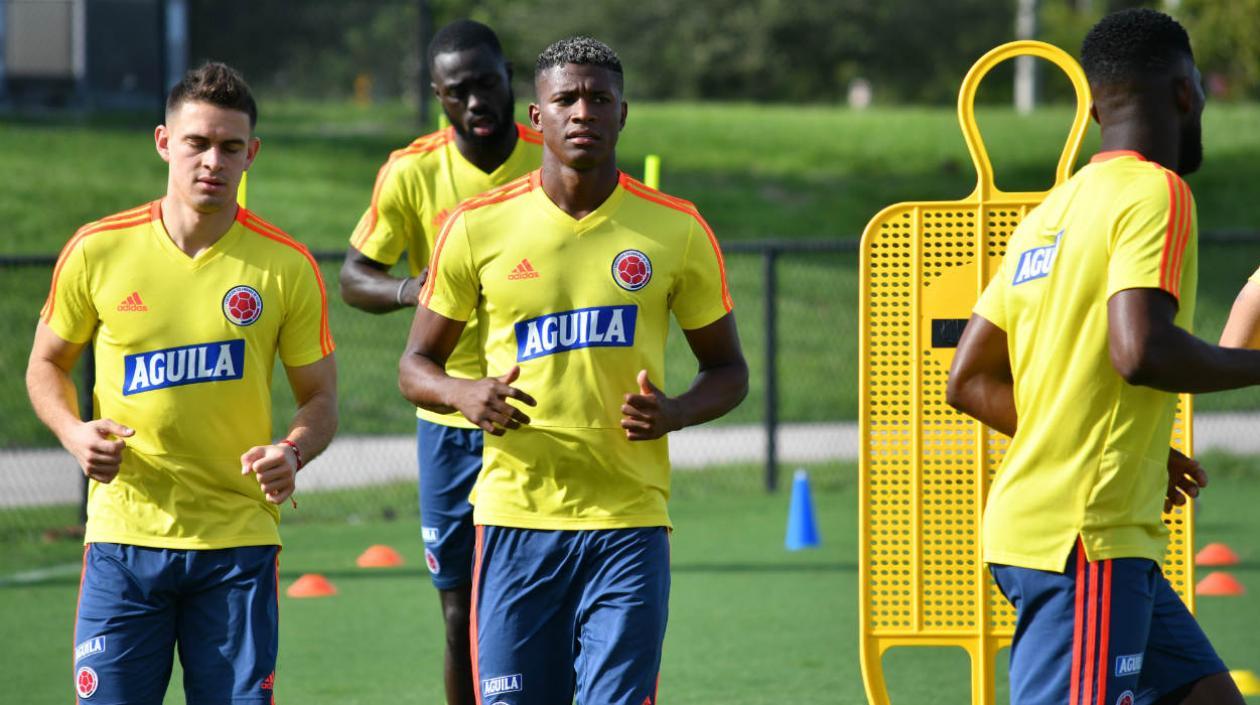 Jugadores de Colombia, durante un entrenamiento. 