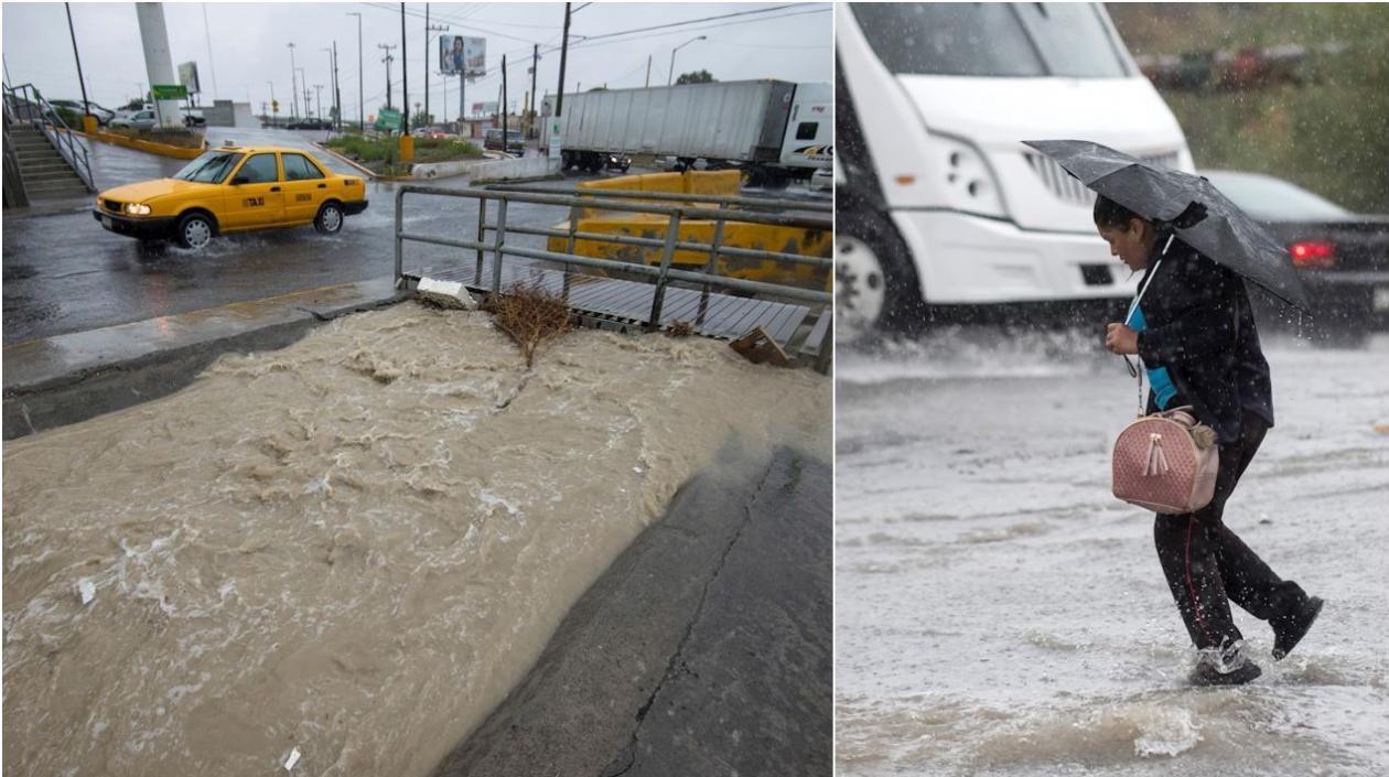Vista de un canal inundado en Saltillo, estado de Coahuila (México). 