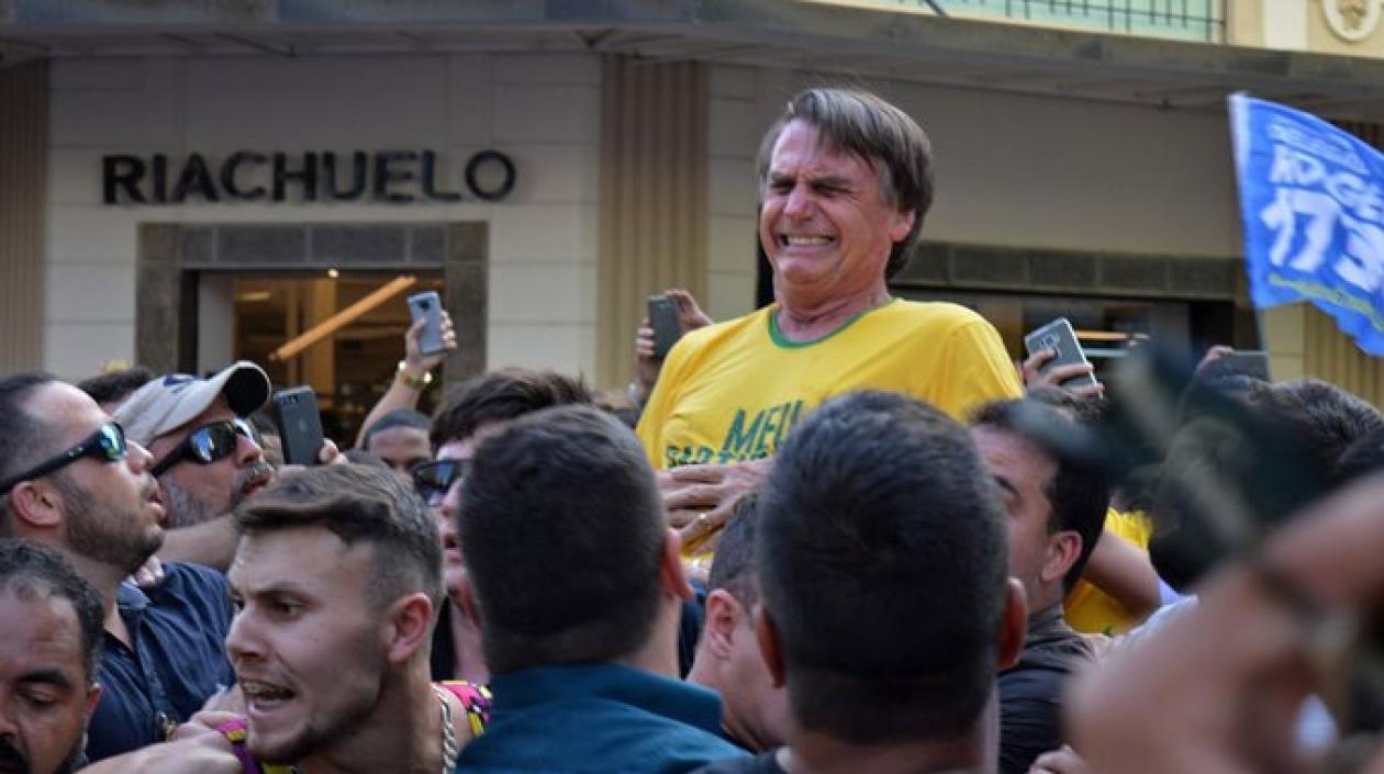 El presidente de Brasil, Jair Bolsonaro, el día que fue apuñalado.