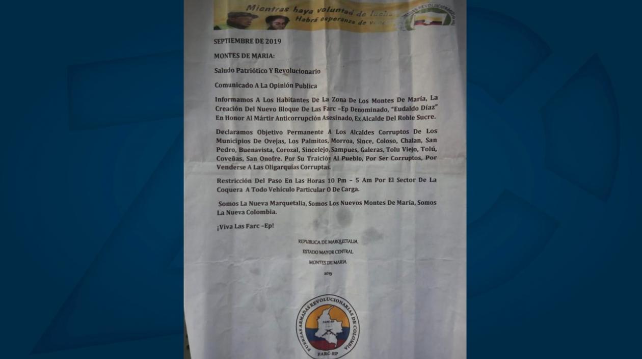 Imagen del supuesto panfleto.