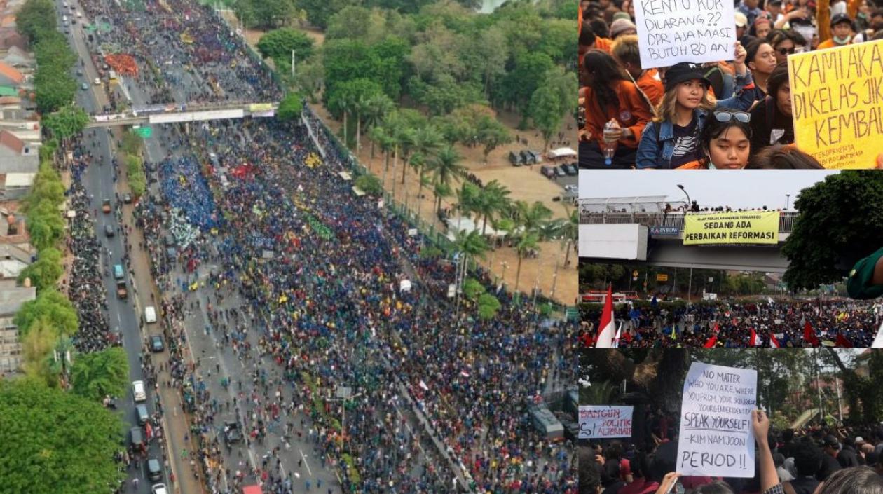 Manifestantes en Indonesia.