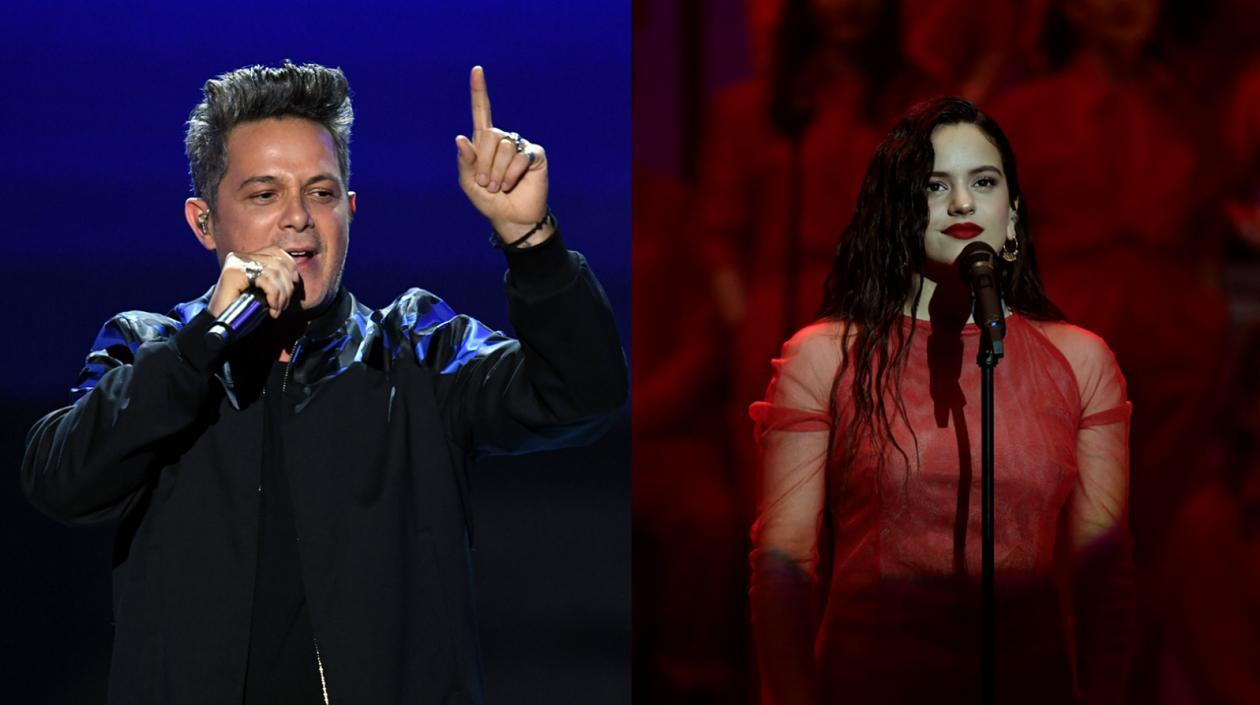Los españoles Alejandro Sanz y Rosalía.