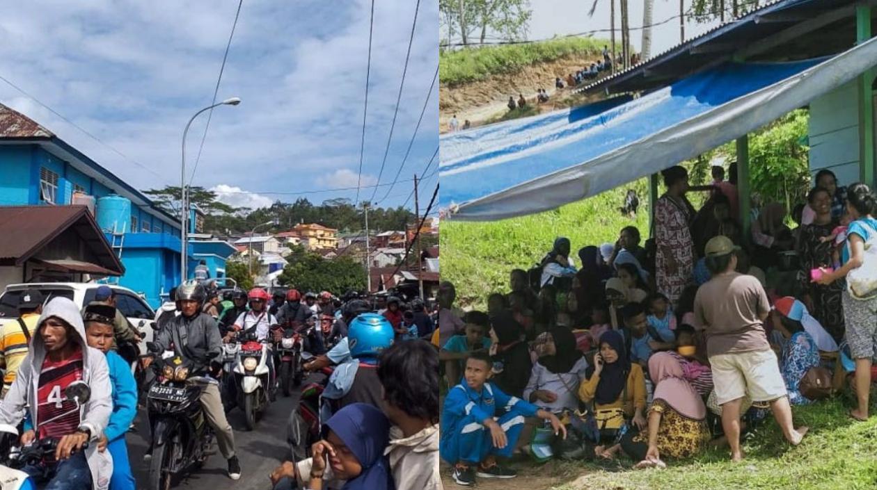 Los residentes tratando de ponerse a salvo.
