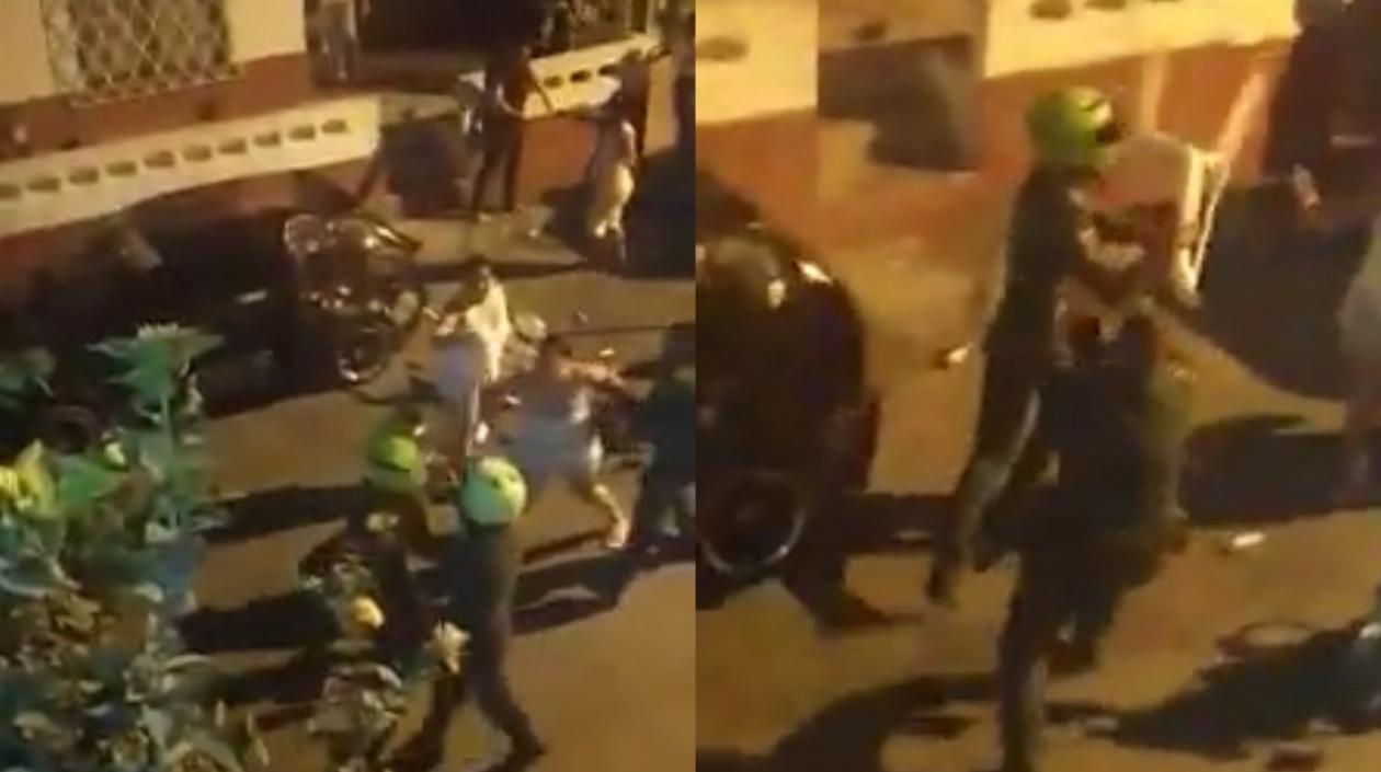 Momento de la trifulca.