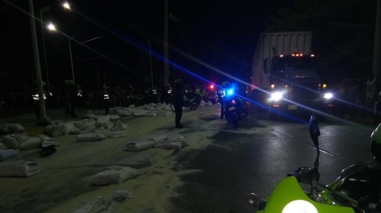 Lugar en donde cayó el arroz.