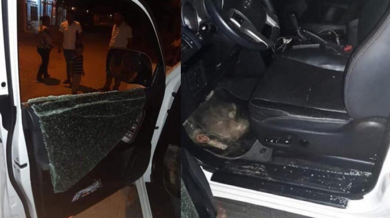 Así quedó el vehículo tras el ataque a tiros.