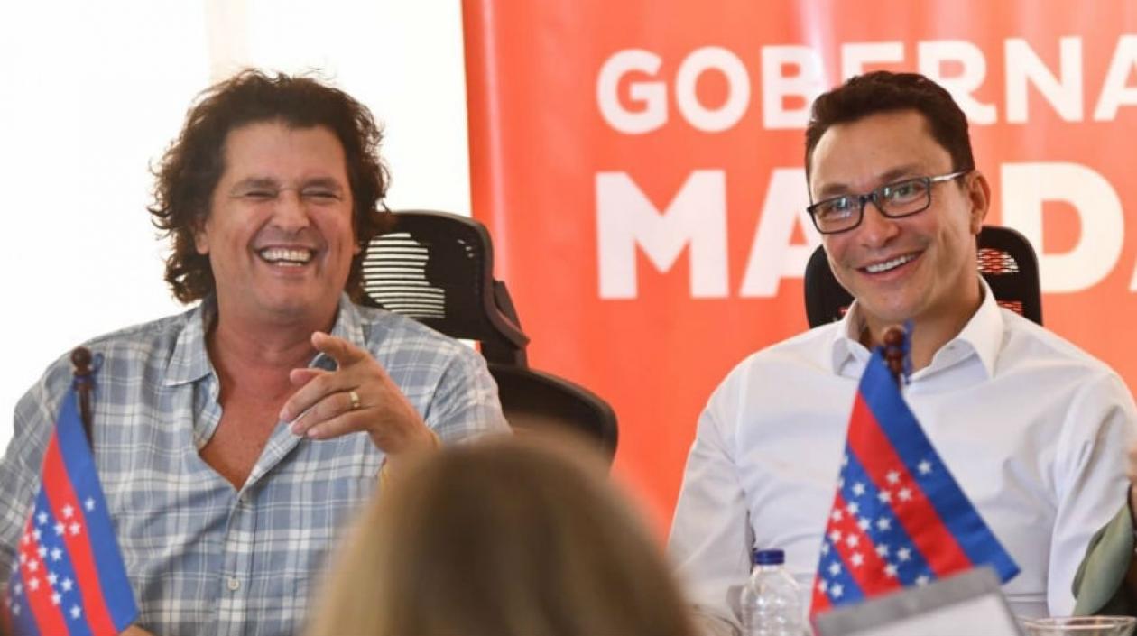 El cantante Carlos Vives y el Gobernador del Magdalena Carlos Caicedo.