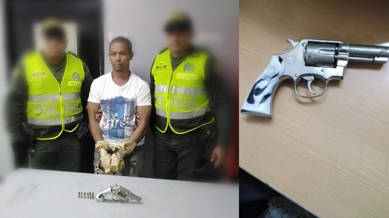 El hombre fue capturado con esta arma con la que habría atentado contra la vida de su esposa y sus suegros.