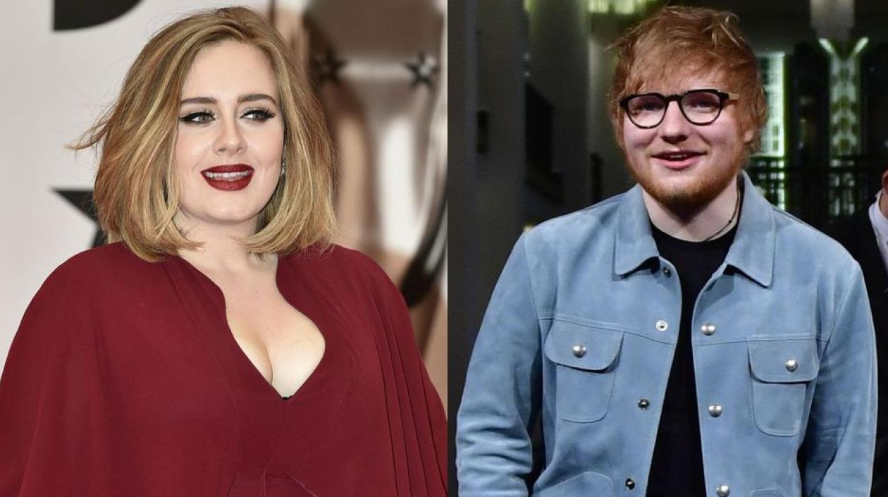 Los cantantes británicos Adele y Ed Sheeran.