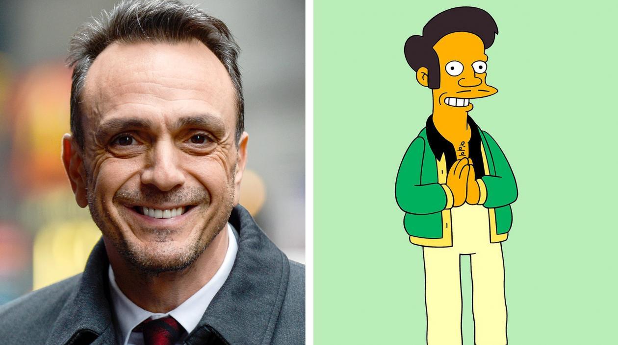 El actor Hank Azaria y su personaje en 'Los Simpson' Apu.