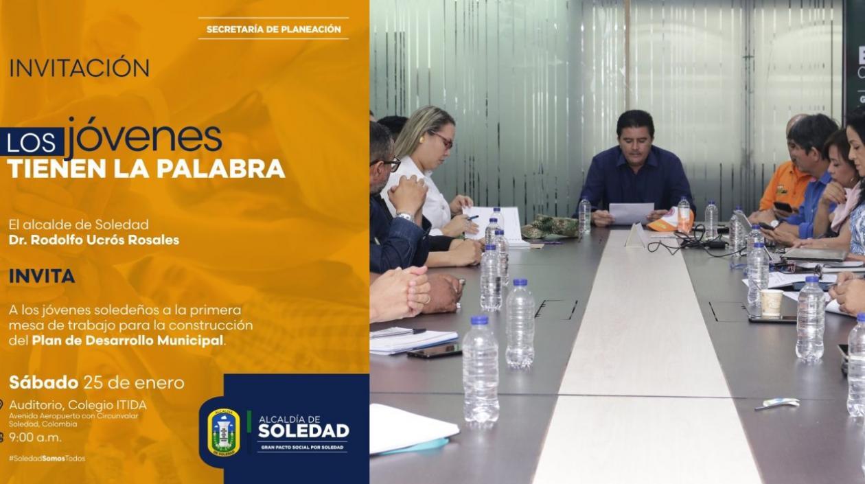 Invitación del Alcalde de Soledad a jóvenes para participar en el Plan de Desarrollo de su municipalidad.