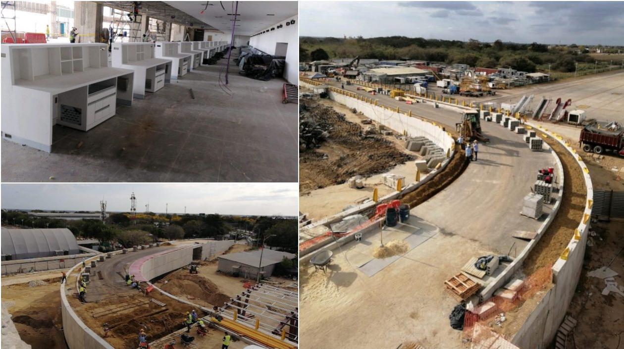 Fueron instalados los 49 muebles de la zona check–in y hay avances en la rampa de acceso a la terminal aérea.