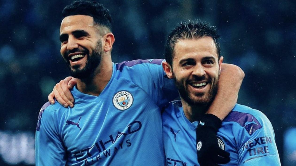 Jugadores del City celebran el gol. 
