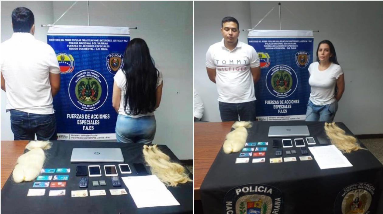 Dos fotos de la captura de Aida Merlano y su acompañante Yeicob Vargas.