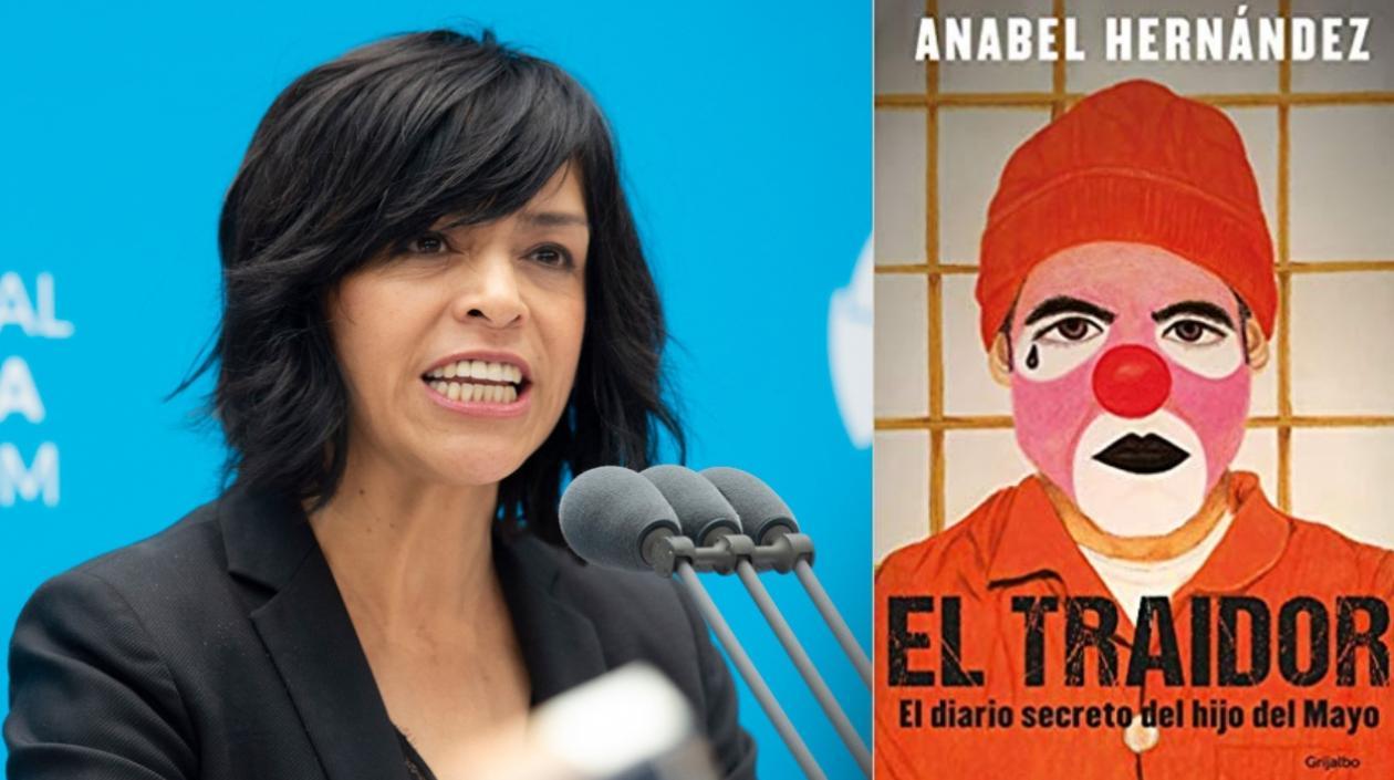 Anabel Hernández y la portada de su libro.