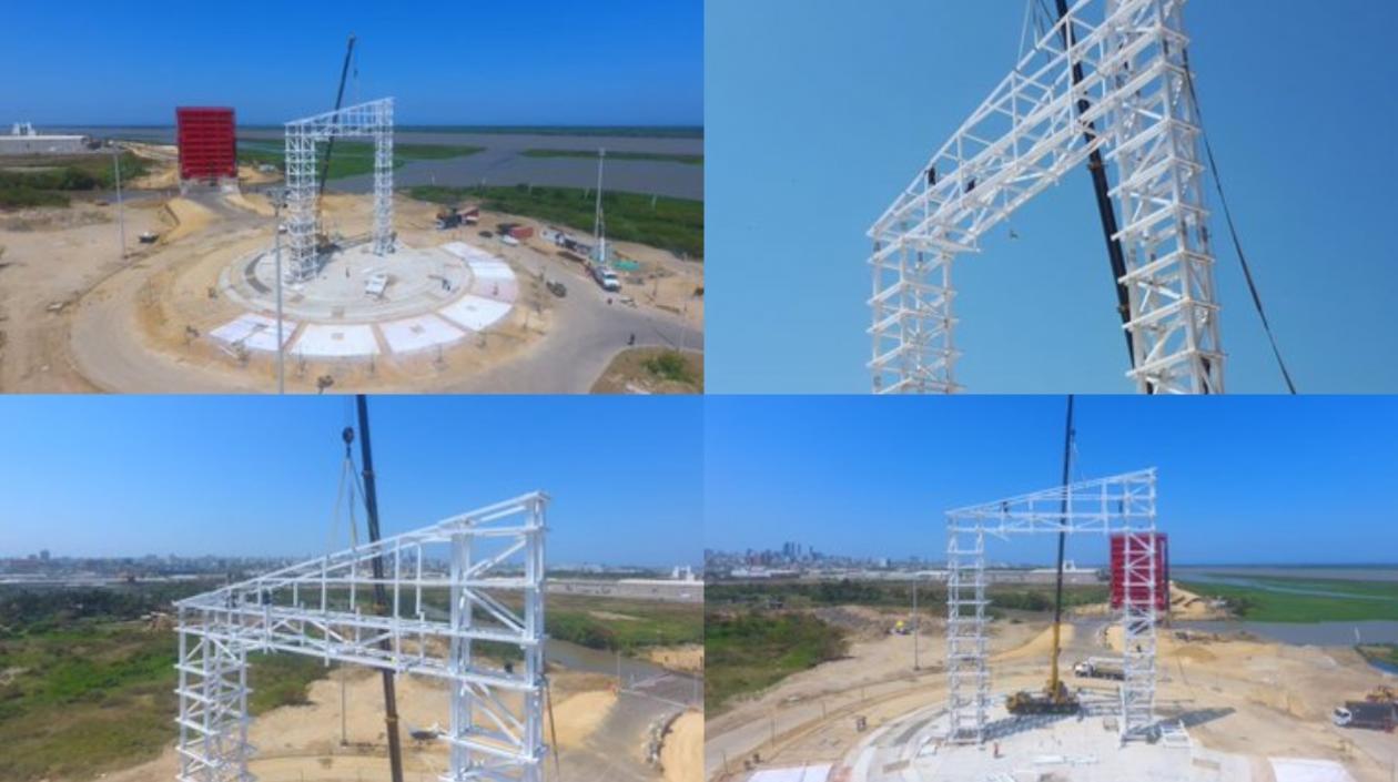 Así va el monumento de la 'Aleta de Tiburón'.