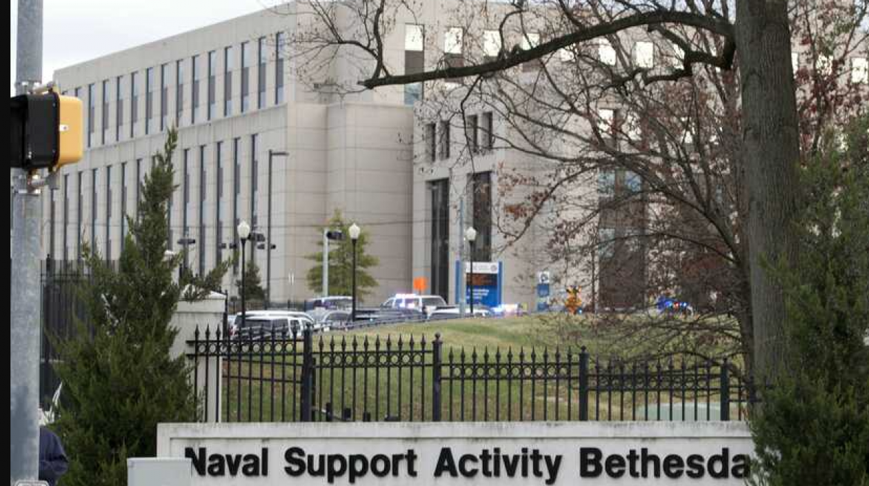 Vista del hospital militar Walter Reed en Bethesda, Maryland, EE.UU.