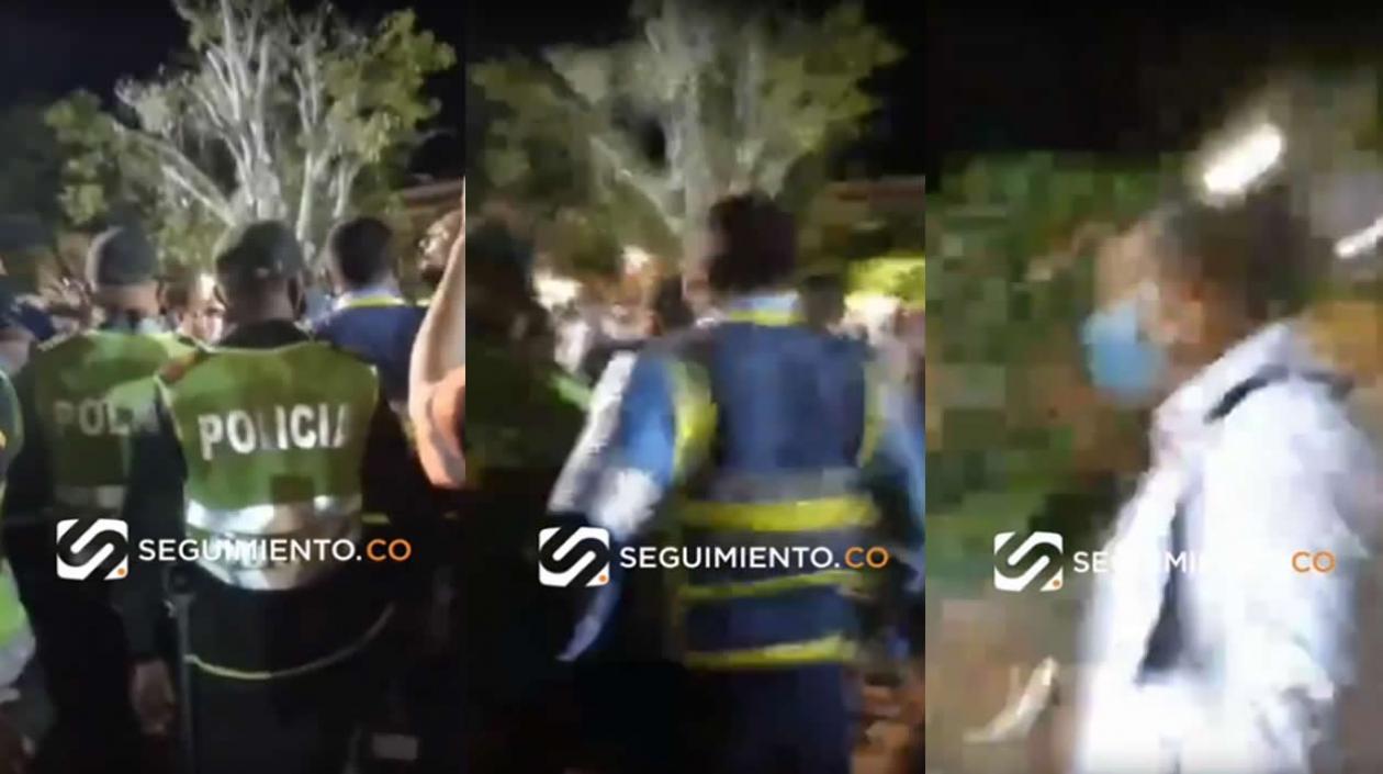 Momentos de la discusión en el parque de los Novios.