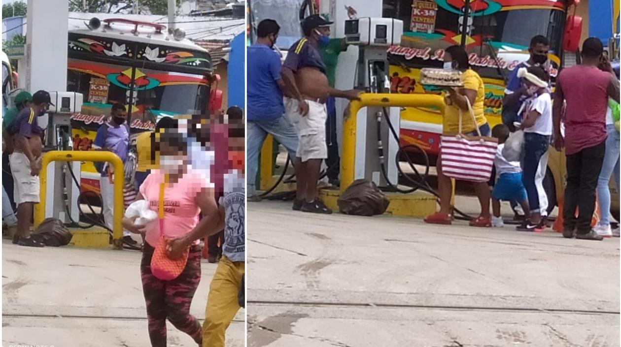 Estación improvisada de buses de Tubará y Colombia Caribe, en bomba de la carrera 36 con calle 39