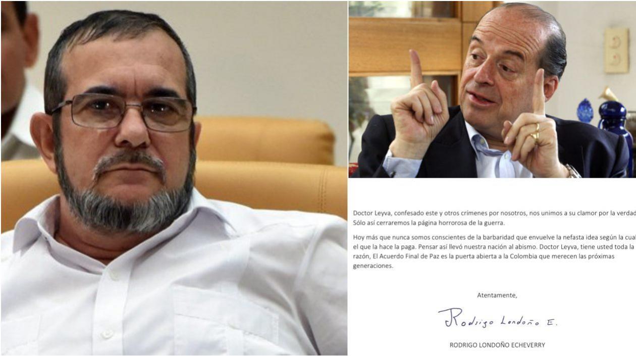 Rodrigo Londoño envió una carta a Álvaro Leyva.