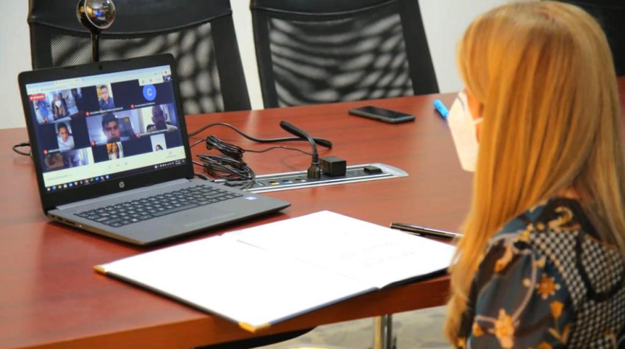 La Gobernadora Elsa Noguera, durante la posesión virtual.