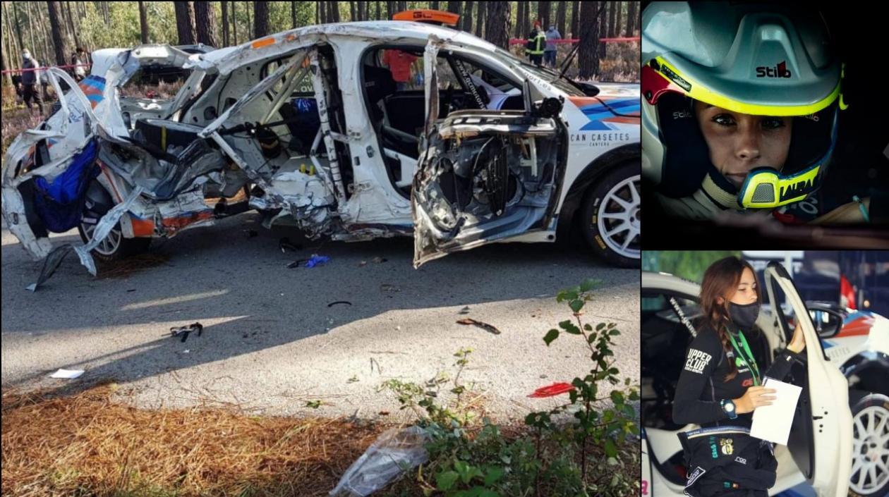 Laura Salvo y el carro donde competía. 