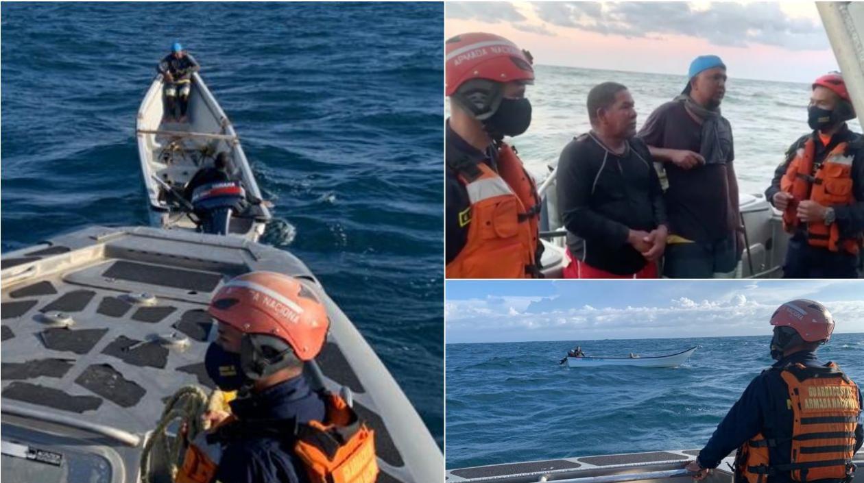 Los pescadores rescatados a 12 millas náuticas de cabo San Juan, en el Magdalena.