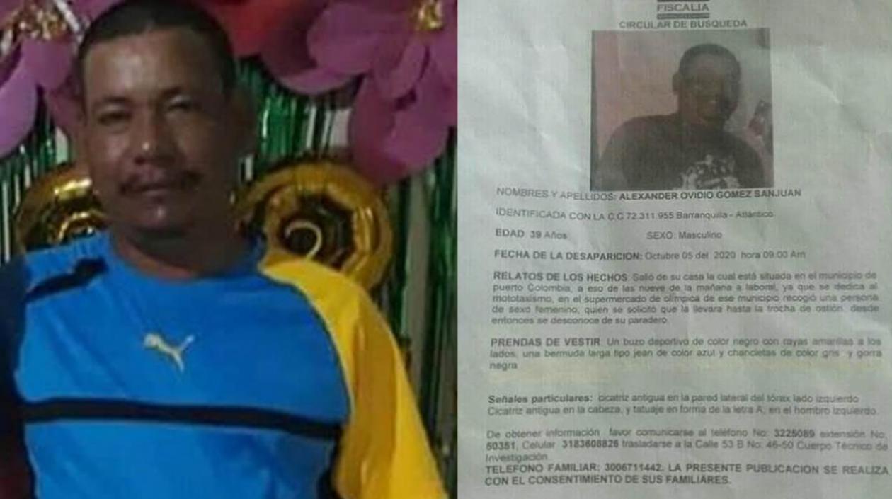 La familia de Alexander Ovidio Gómez Sanjuan había puesto la denuncia de su desaparición en la Fiscalía.