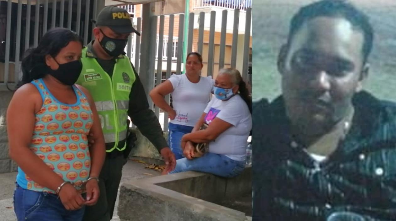 Olga Sandoval Viloria tras ser valorada en Medicina Legal; y a la derecha,Ricardo Rafael Barrios Solano.