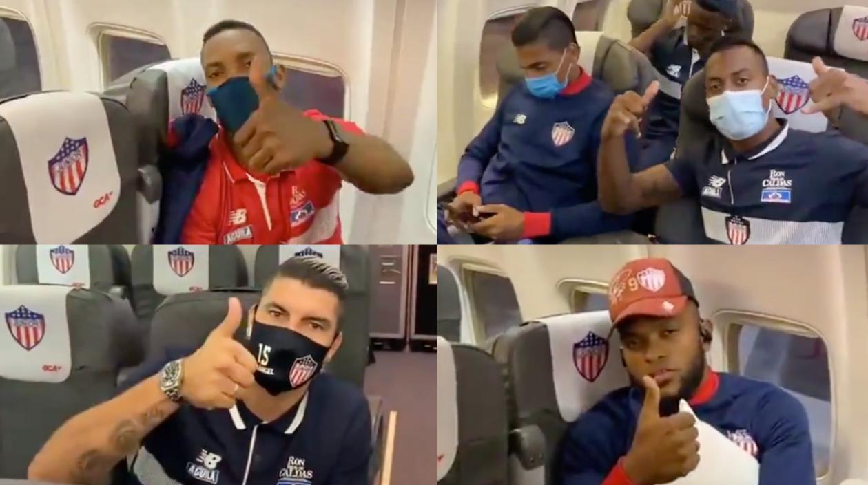 El grupo en el avión rumbo a Brasil.