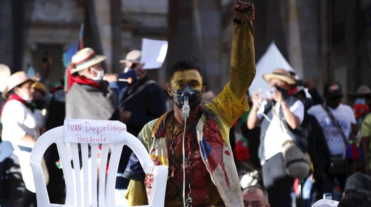 Una de las imágenes en la Plaza de Bolívar.