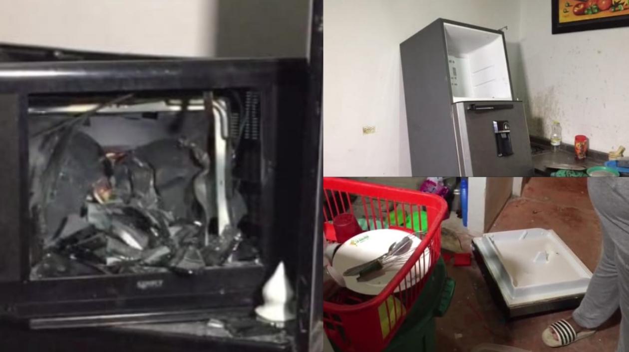 Los enseres destruidos por la expareja de la mujer. 