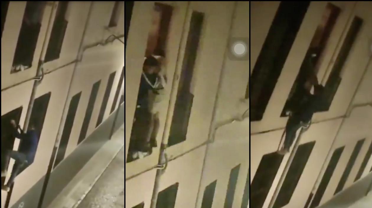 Estudiantes escapando por las fachadas de las universidades. 