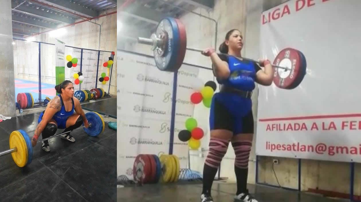 La pesista María Fernanda García, durante su participación.