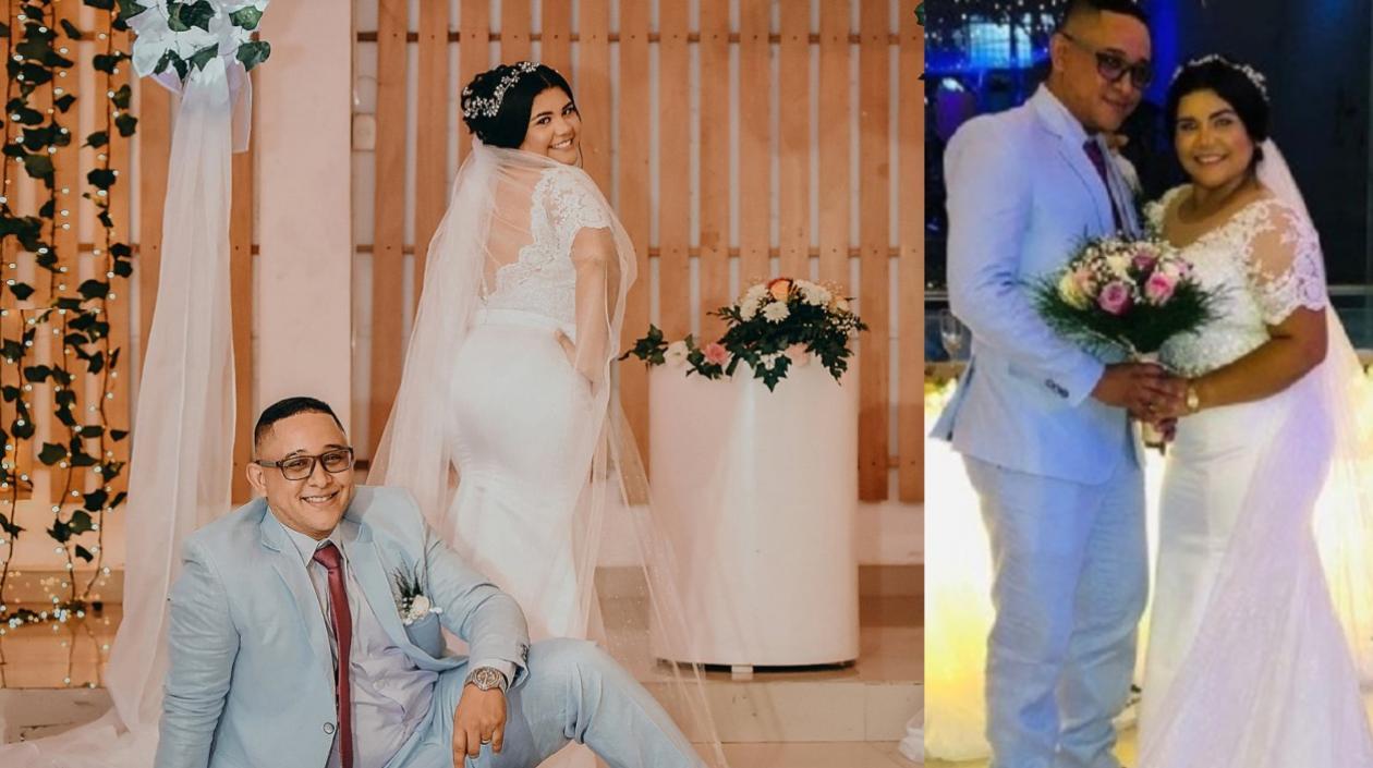 La joven pareja en su fiesta de matrimonio el pasado 24 de octubre.