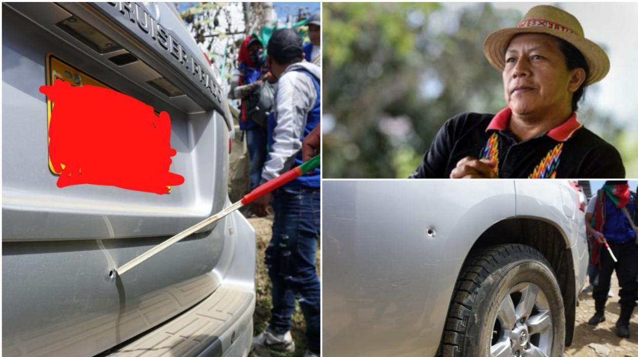 La camioneta en la que se desplazaba el líder indígena fue impactada con tres disparos.