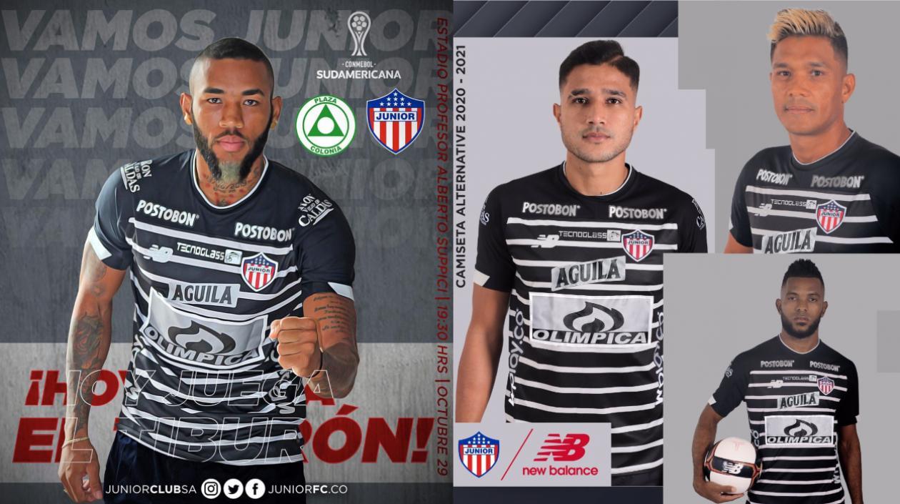 La nueva camiseta es negra, con líneas horizontales blancas. 