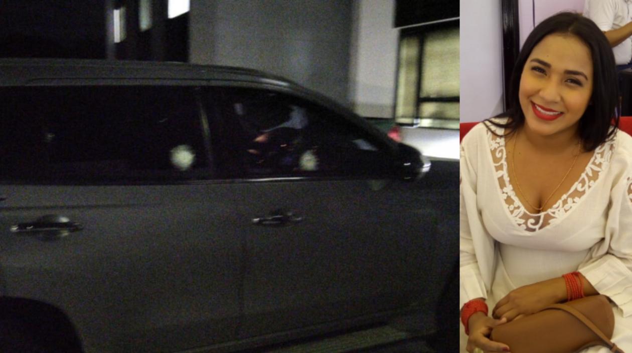 Camioneta y la lideresa Irama Móvil Gámez.