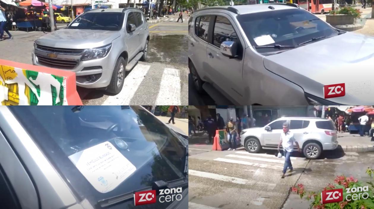 La camioneta que estaba mal parqueada.