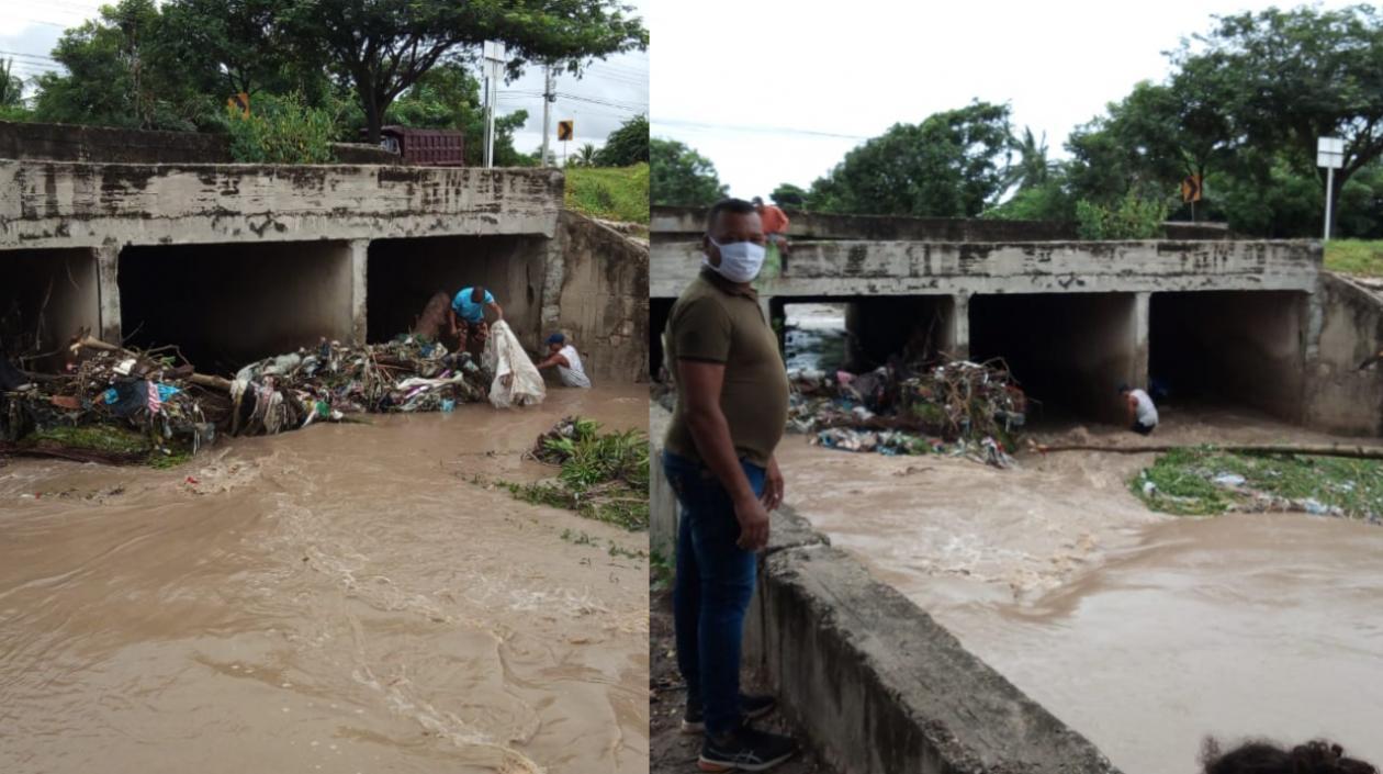 Las basuras arrastrada por el arroyo.
