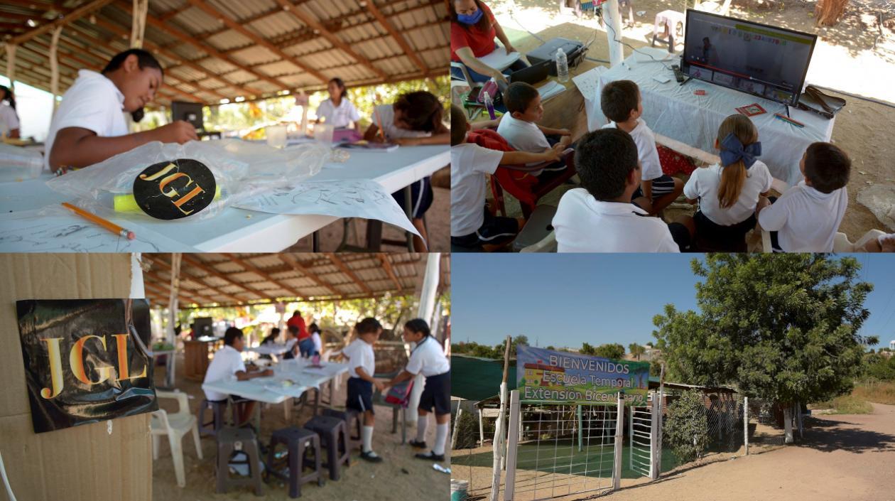 Imágenes de los estudiantes y las herramientas.