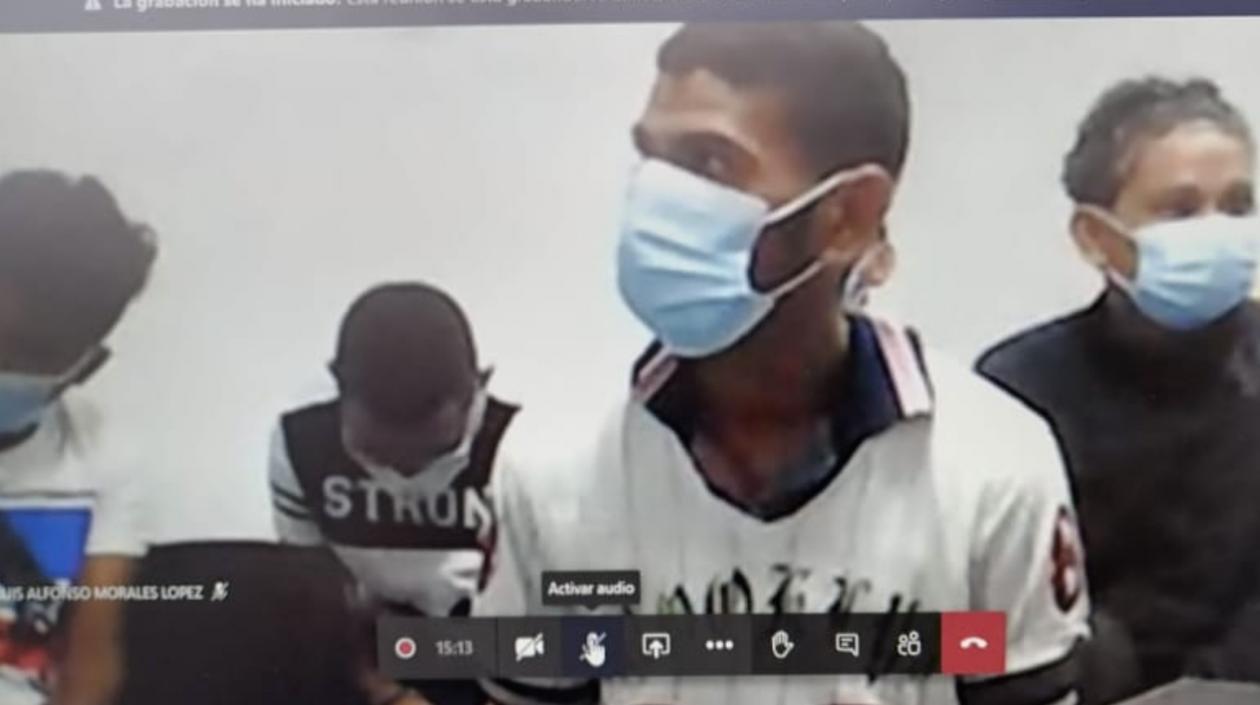 Los imputados durante las audiencias preliminares, las cuales se vienen realizando de manera virtual. 