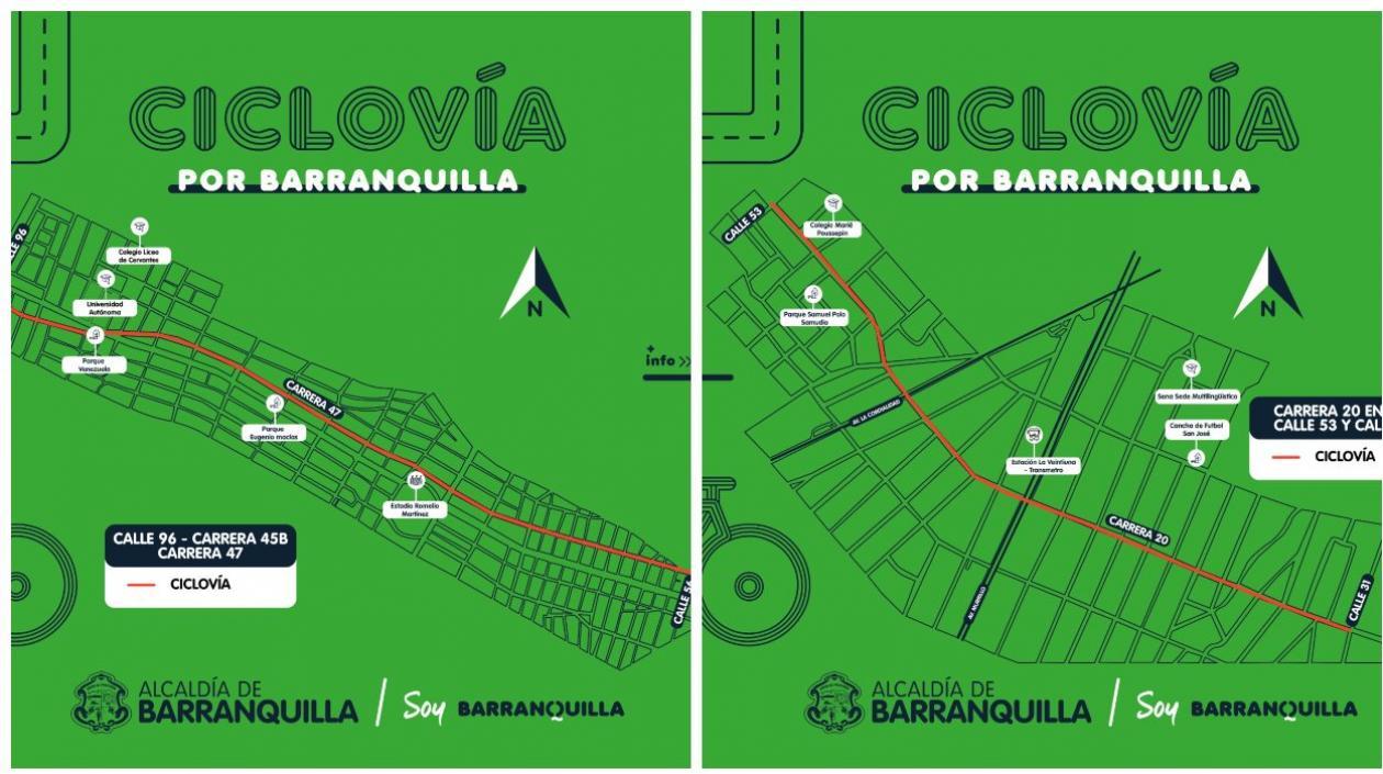 Ciclovía Norte y Sur. 